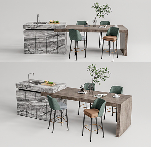 Modern Dining Table and Chair Combination Nakajima Bar Table and Chair Nakajima Bar and Chair 3d model