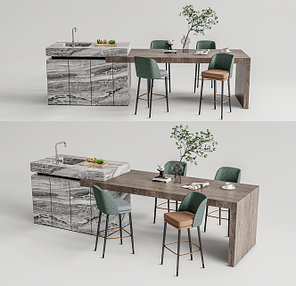 Modern Dining Table and Chair Combination Nakajima Bar Table and Chair Nakajima Bar and Chair 3d model