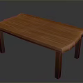 Simple Natural Wooden Bench With Slat Top And Solid Wood Legs Design