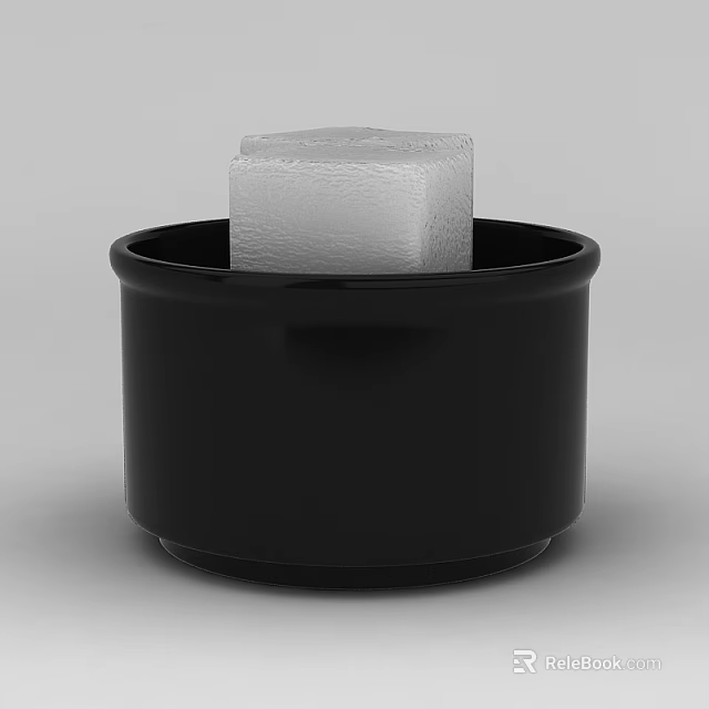 Black Cup With a Single Ice Cube in Simple Minimalist Design 3d model 