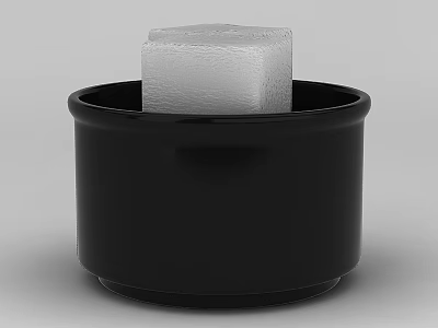 Black Cup With a Single Ice Cube in Simple Minimalist Design 3d model