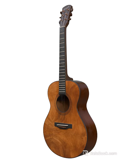High Quality Wooden Acoustic Guitar With Classic Body And Smooth Fretboard Strings 3d model 