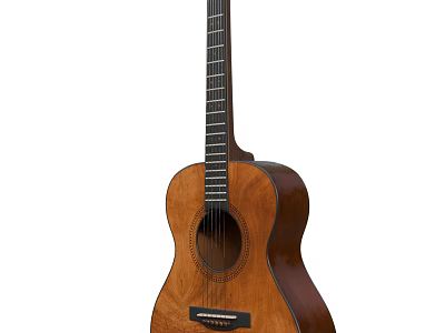 High Quality Wooden Acoustic Guitar With Classic Body And Smooth Fretboard Strings 3d model