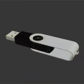 Portable USB Flash Drive With Silver Metal And Black Plastic Rotating Design