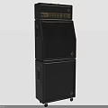 Black Stacked Audio Speaker System With Mobile Wheels And Control Panel 3d model