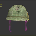 Camouflage Military Helmet With Born To Die Text And Bullet Accent