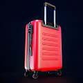 Red Modern Suitcase With Black Telescopic Handle And Rolling Wheels 3d model