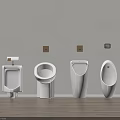 Various Modern Urinal Designs With Wall Mounted Styles And Wooden Floor In Bathroom