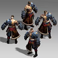 Game Movie Character Male Warrior With Tattooed Armor Long Robe And Multiple Angles