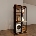 Multi Tier Cat Shelving Unit With Wooden Shelves Cat Bed Scratching Post And White Cat