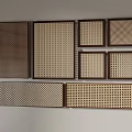 Decorative Grille Panels With Various Patterns Grid Designs Brown Frames Light Grilles On White Wall