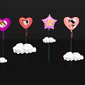Colorful Inflatable Heart Star Shaped Decorations With Images Text And Cloud Accents