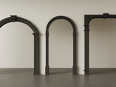 Black Decorative Arched Door Frames With Columns And Classic Design Elements 3d model