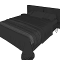 Modern Dark Colored Double Bed With Bedspread Pillows And Side Nightstand 3d model