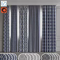 Blue and White Curtains with Various Geometric Patterns for Modern Home Decor