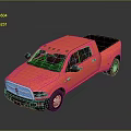 Red Pickup Truck with Modern Design Black Roof Cargo Bed and White Wheels