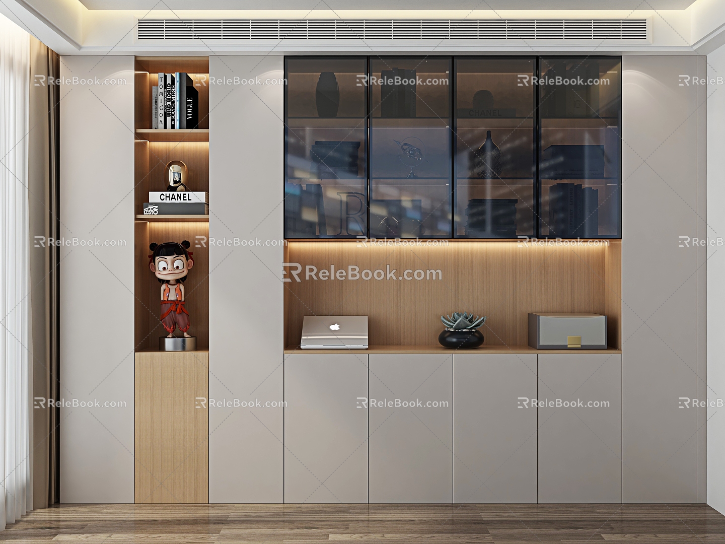 modern bookcase open bookcase glass bookcase 3d model