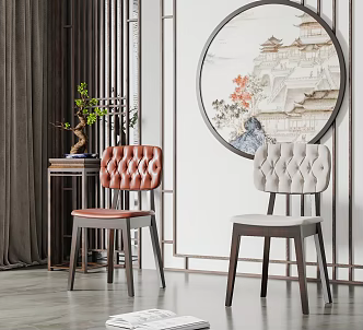 Modern dining chair dining chair combination 3d model