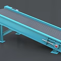 Industrial Conveyor Equipment With Blue Frame Gray Belt Motor And Support Structure
