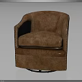 Classic Brown Leather Armchair With Curved Armrests Rivet Detailing And Comfortable Seat