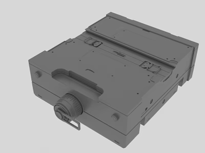 Gray Industrial Mechanical Component Structure With Panel Knob Handle And Screw Holes 3d model