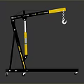 Portable Lifting Crane With Black Frame Yellow Boom And Chain Hook