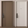 Modern Security Doors with Digital Keypad Locks in Brown and Beige 3d model
