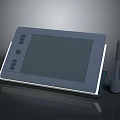 Gray Digital Drawing Tablet With Control Buttons Screen And Stylus Pen Holder 3d model