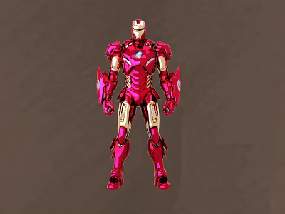Iron Man Game Movie Character With Red Gold Armor And Glowing Chest Reactor 3d model