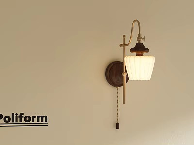 Classic Wall Mounted Lamp With White Glass Shade And Brass Bracket Design 3d model