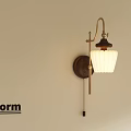 Classic Wall Mounted Lamp With White Glass Shade And Brass Bracket Design