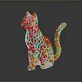 Modern Red Hollow Out Cat Shaped Decorative Figurine For Furniture Decoration