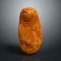 Single Fresh Orange Potato with Natural Rough Skin Texture on Dark Background