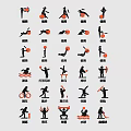 People Engaged In Multiple Sports Activities With Different Silhouette Exercise Poses