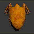 Fierce Orange Monster with Open Mouth Sharp Teeth Single Eye and Clawed Leg