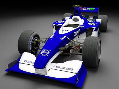 Blue And White Formula 1 Race Car With Petronas Logo And Aerodynamic Design 3d model Blue And White Formula 1 Race Car With Petronas Logo And Aerodynamic Design 3d model