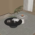 Modern Black And White Coffee Tables With Tray Glasses Magazine And Plant On Rug