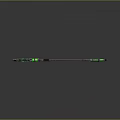 Fantasy Scythe Weapon With Long Handle Black Body Glowing Green Accents And Sharp Blade