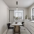 Modern Open Concept Living Dining Room With Brown Sofa Floor Lamp And Large Windows