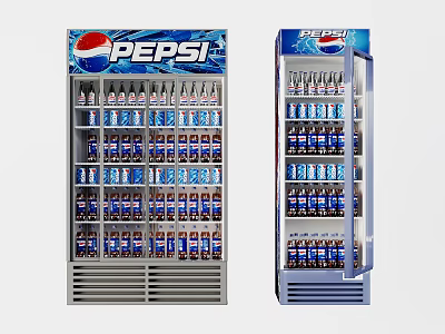 Pepsi Commercial Beverage Refrigerators Filled With Bottled Drinks For Retail 3d model