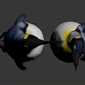 Two Penguins Standing Face to Face Interacting on White Background