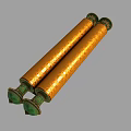 Golden Decorative Scrolls With Ornate Green End Caps And Shiny Surface 3d model