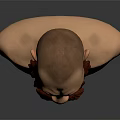 Muscular Male Character Bust With Bald Head Blue Eyes Long Red Beard And Shirtless Torso