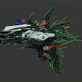Futuristic Sci Fi Aircraft With Sleek Mechanical Design And Green Accents