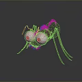 3D Rendered Sci Fi Fantasy Game Movie Character With Large Eyes Red Orange Details