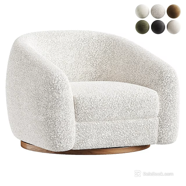 White Plush Sofa and Coffee Table Set With Wooden Base and Green Black Beige Options 3d model 