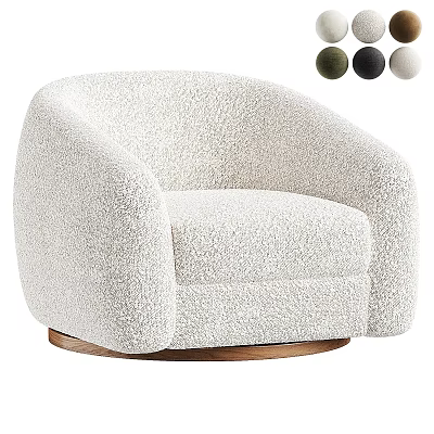 White Plush Sofa and Coffee Table Set With Wooden Base and Green Black Beige Options 3d model