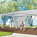 Modern Corridor Frame Folding Line Landscape Corridor Frame Special-shaped Landscape Pavilion 3d model