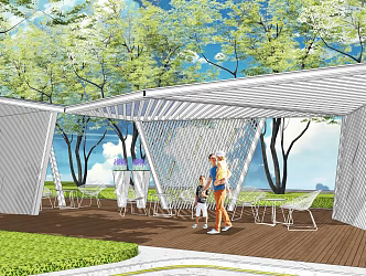 Modern Corridor Frame Folding Line Landscape Corridor Frame Special-shaped Landscape Pavilion 3d model