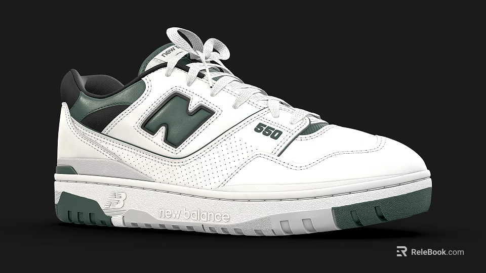 New Balance 650 Classic Sneakers With White And Green Details 3d model 